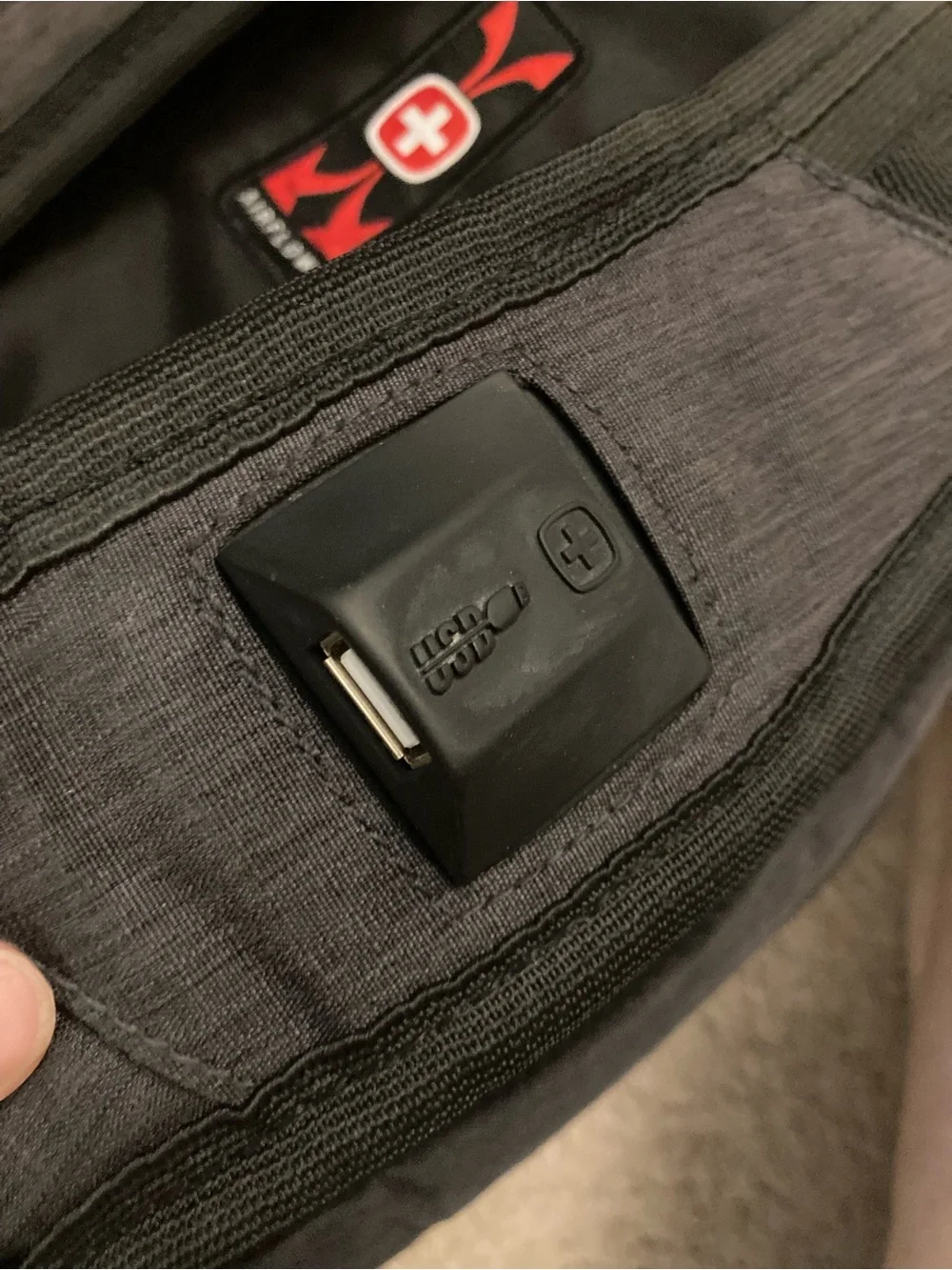 SwissGear Gray and Black Travel Backpack with Red Logo